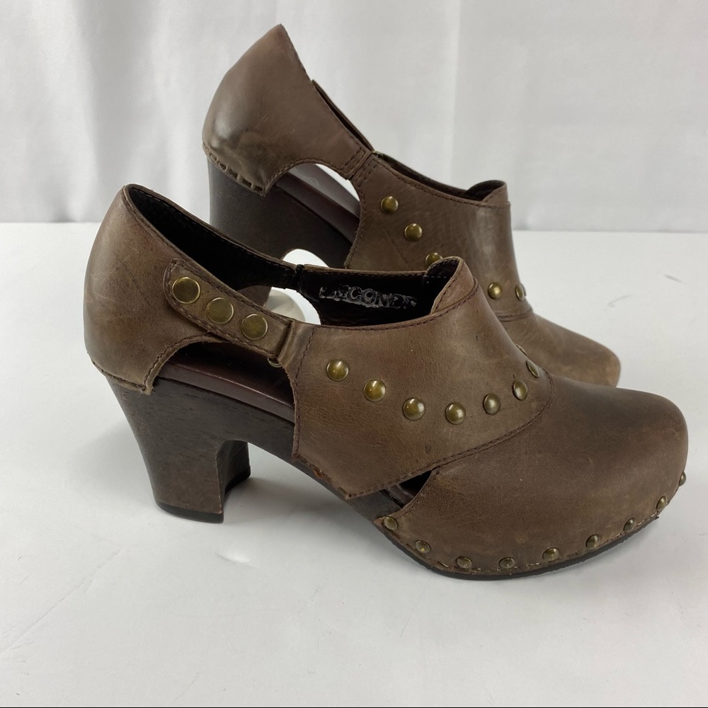 Dankso Women's 39 (US 8.5-9) Ryder Studded Heels Brown Leather